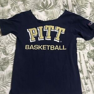 Champion Navy Blue and Gold PITT Basketball Tee